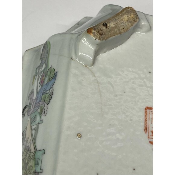 Antique Chinese Famille Rose Porcelain Long Octagonal Bowl Qianlong Period 1700s - Picture 7 of 10